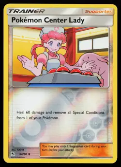 Pokemon Center Lady 64/68 Reverse Holo Hidden Fates Pokemon Card - Image 1