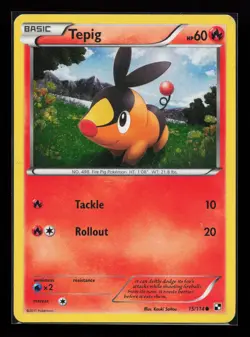 Tepig 15/114 Common Black and White Cosmos Holo Pokemon Card - Image 1