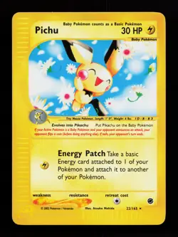 Pichu 58/165 Reverse Holo Rare Expedition Pokemon Card - Image 1