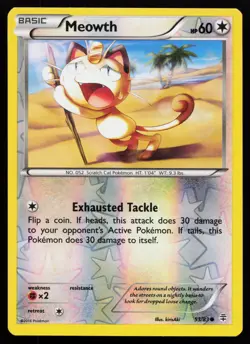 Meowth 114/162 Common BREAKthrough Reverse Holo Pokemon Card - Image 1