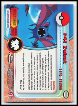 Zubat #41 Red Logo Topps Chrome Holo Foil TV Animation Pokemon Card - Image 2