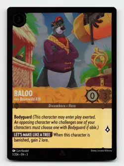 Baloo 1/204 Rare Into the Inklands Cold Foil Lorcana Card - Image 1