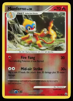 Monferno 41/100 Uncommon Majestic Dawn Reverse Holo Pokemon Card - Image 1