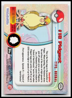 Pidgeot #18 Flames Black Logo Topps Holo Foil TV Animation Pokemon Card - Image 2