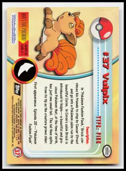 Vulpix #37 Flames Black Logo Topps Holo Foil TV Animation Pokemon Card - Image 2