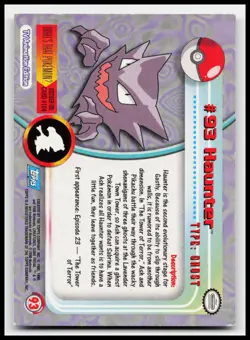 Haunter #93 Blue Logo Topps Holo Foil TV Animation Pokemon Card - Image 2