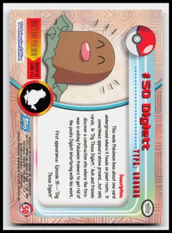 Diglet #50 Blue Logo Topps Holo Foil TV Animation Pokemon Card - Image 2