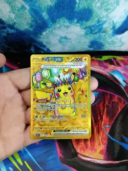 Pokemon TCG SV08 Surging Sparks Pikachu EX Hyper Rare Gold Holo Card 247/191 NM - Image 1
