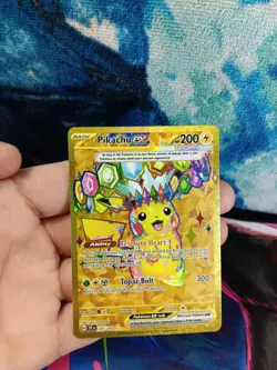 Pokemon TCG SV08 Surging Sparks Pikachu EX Hyper Rare Gold Holo Card 247/191 NM - Image 3