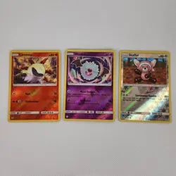 Pokemon Holographic Cards Reverse Holos Cosmic Eslipse Lot Of 3 Woobat Stufful - Image 1