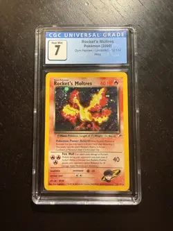 2000 Pokemon Rocket's Moltres #12 Gym Heroes Holo CGC 7 - Image 1