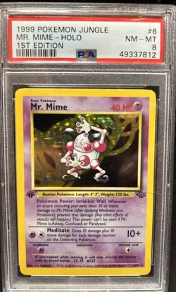 👁‍🗨1999 Pokemon Mr. Mime 06/64 (1st Edition) Jungle Holo *PSA 8* 💜 - Image 1