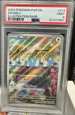 Pokemon TCG Swablu Paradox Rift 213/182 Holo Illustration Rare PSA 9 - Image 1
