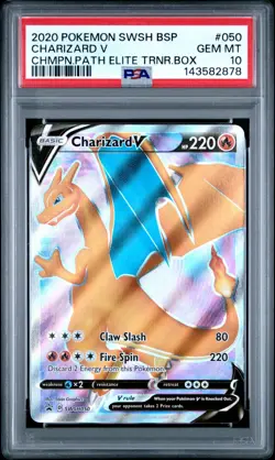 2020 Pokemon SWSH BSP #050 Charizard V Champion's Path Elite Trainer Box PSA 10 - Image 1
