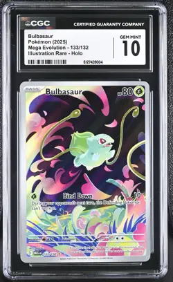 2025 Pokemon Mega Evolution Illus. Rare Holo Bulbasaur #133/132 CGC 10 - Image 1