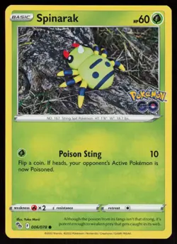 Spinarak 006/078 Pokemon Pokemon GO Common Near Mint - Image 1