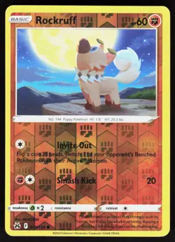 Rockruff 073/159 Common Crown Zenith Pokemon Reverse Holo Near Mint - Image 1