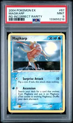 2004 POKEMON EX FIRE RED & LEAF GREEN INCORRECT RARITY #67 MAGIKARP PSA 9 - Image 1