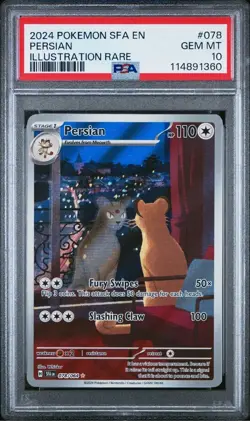 2024 POKEMON SFA EN-SHROUDED FABLE ILLUSTRATION RARE #078 PERSIAN PSA 10 - Image 1