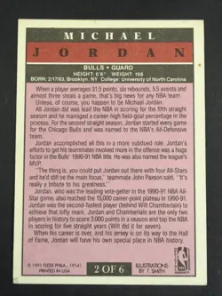 1991 MICHAEL JORDAN HOF - FLEER PRO VISIONS INSERT 2 OF 6 - NEAR MINT OR BETTER - Image 2