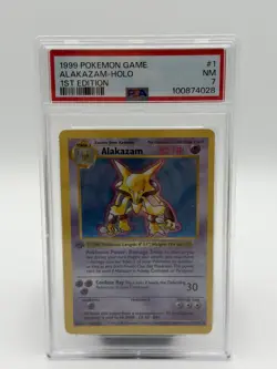 Pokemon TCG Alakazam Base Set Shadowless 1st Edition Holo Rare PSA 7 English - Image 1
