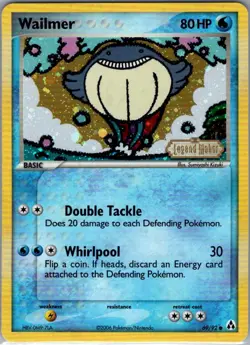 Wailmer 69/92 Reverse Holo Legend Maker - Pokemon Card - NM - Image 1