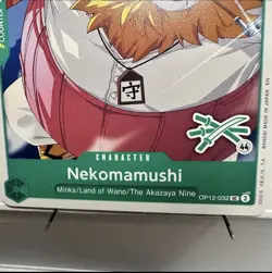 Nekomamushi OP12-032, GREEN 3 SWORD Logo 44, One Piece card, UGUME Tag Zoro Oden - Image 4
