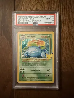 2021 Pokemon Celebrations Classics Base Set Vensaur Holo Card 15/102 Tag 10 PSA - Image 1