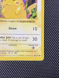 Pikachu Red Cheeks Shadowless Base Set 58/102 Non Holo Pokemon TCG Card LP+ - Image 4