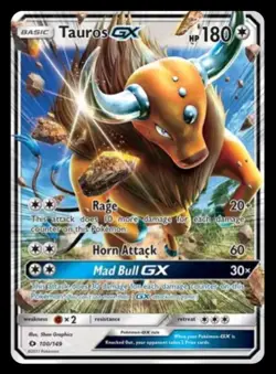 Pokemon Tauros GX Full Art Holo Ultra Rare Card 144/149 Sun and Moon Base Set NM - Image 1