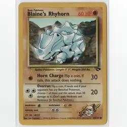 Blaine's Rhyhorn Non-Holographic Common 65/132 Pokemon TCG Gym Challenge LP - Image 1