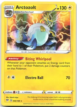 Arctozolt 066/189 Holo Rare Darkness Ablaze Pokemon Holo Near Mint - Image 1