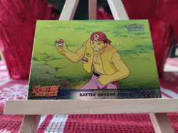 Topps Pokemon #10 Battle before Lunch, Raised Holo/Foil, Mewtwo Strikes Back, NM - Image 1