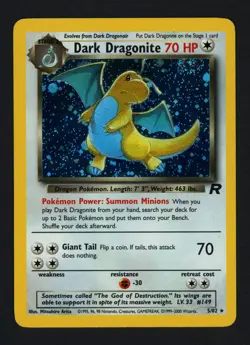 Dark Dragonite 5/82 Team Rocket Unlimited Holofoil Rare Swirl Pokemon TCG - Image 1
