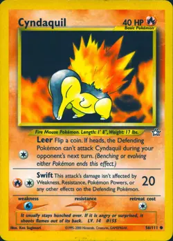CYNDAQUIL 56/111 COMMON NEO GENESIS POKEMON UNLIMITED MP - Image 1