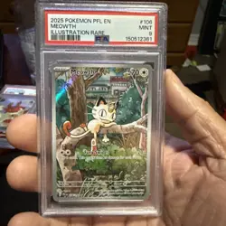 2025 Pokemon Meowth Illustration Rare 106/094 Phantasmal Flames PSA 9 - Image 1