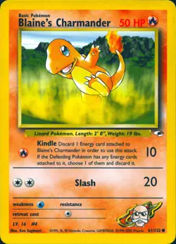 BLAINE'S CHARMANDER 61/132 COMMON GYM HEROES POKEMON UNLIMITED MP - Image 1