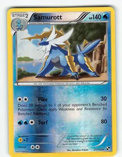 SAMUROTT 31/114 BLACK & WHITE POKEMON REVERSE HOLO LP - Image 2