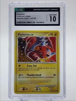 PACHIRISU 2008 POKEMON MAJESTIC DAWN UNCOMMON HOLO 43/100 CGC 10 Q0481 - Image 1