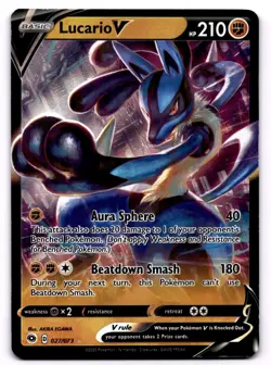 Lucario V 27/73 Ultra Rare Pokemon TCG Champion's Path NM - Image 1