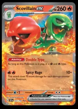 Scovillain ex 037/191 Pokemon TCG SV08: Surging Sparks NM double rare - Image 1