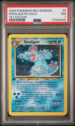 2000 Pokemon Neo Genesis Feraligatr Holo 1st Edition #5 PSA 7 SWIRL - Image 1