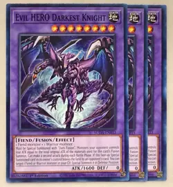 Yugioh! 3x Evil HERO Darkest Knight SUDA-EN033 Common 1st Ed NM - Image 1