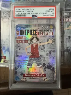 2026 ONE PIECE PROMOS ONE PIECE COLLEGE BK: US VOYAGE MONKEY D. LUFFY PSA 10 - Image 1