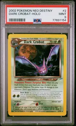 2002 Pokemon Neo Destiny Dark Crobat #2/105 Holo PSA 9 Mint - Image 1