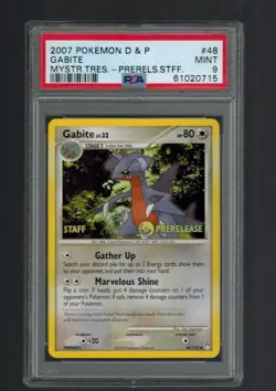 Pokemon PSA 9 Gabite DP Mysterious Treasures Prerelease STAFF Promo 48/123 - Image 1