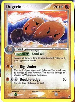 Dugtrio 5/100 Crystal Guardians LP Pokemon Card - Image 1