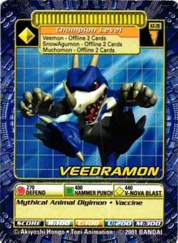Veedramon 2001 Bandai Digimon Card ST-76 Champion Level Lightly Played - Image 1