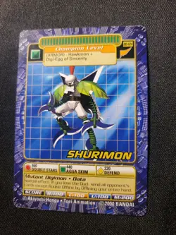 BO-124 Shurimon Digimon Card Digi-Battle Series 3 2000 Bandai NEAR MINT - Image 3