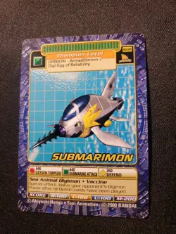 BO-126 Submarimon Digimon Card Digi-Battle Series 3 2000 Bandai NEAR MINT - Image 3